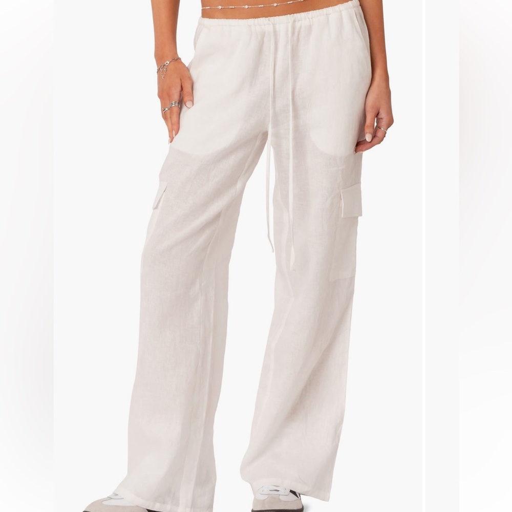 Edikted Lyric Linen Look Cargo Pants